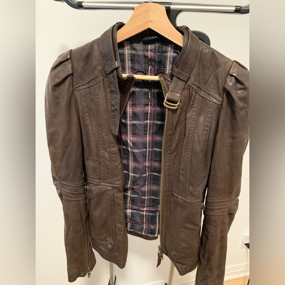 Mackage Genuine Leather Brown Biker Jacket - Picture 1 of 8